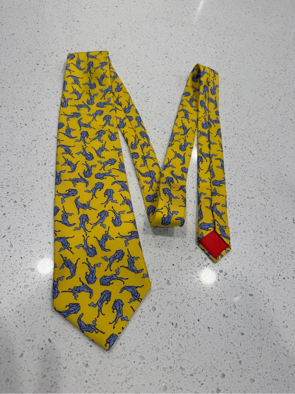 Sulka Yellow Tie with Blue horse Motif